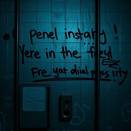Fotografía de un grafiti tallado en la pared de una celda con mensajes personales y dibujos.